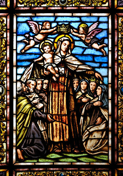 istock Stained glass window virgen mary 176005900