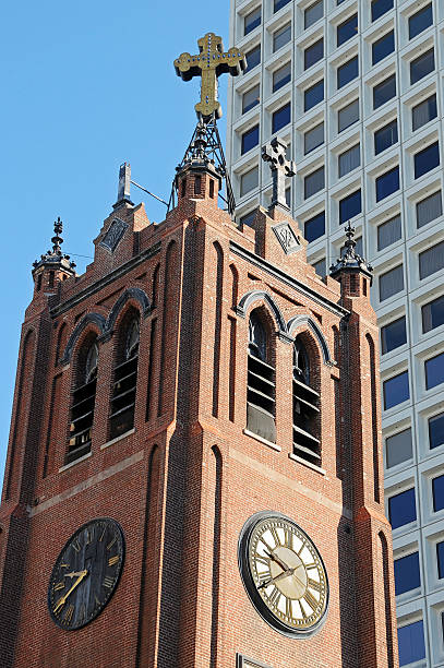 istock Church steeple and office building 176005935