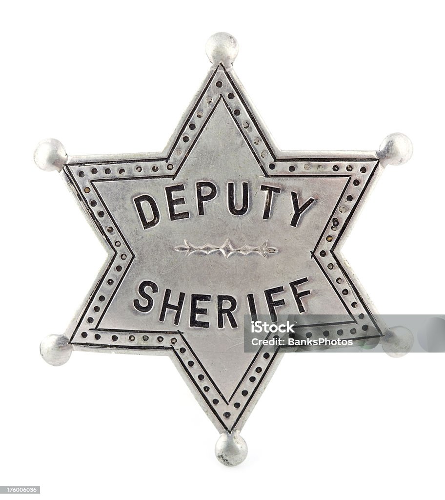 Shérif adjoint Badge Antique isolé sur blanc - Photo de Shérif libre de droits