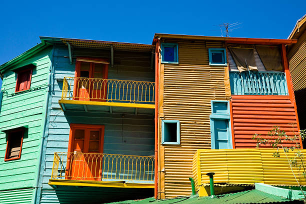 La Boca Buenos Aires Housing La Boca in Buenos Aires, Argentina. Typical colorful houses in the famous district of Buenos Aires. la boca stock pictures, royalty-free photos & images