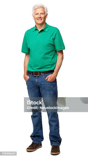 Senior Man Standing With Hands In Pockets Isolated Stock Photo - Download Image Now