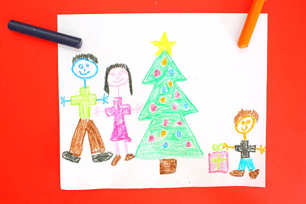 istock Children's drawing of Christmas 176007531