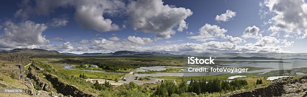 Iceland &#222;ingvellir ancient parliament site rift valley vista Panoramic vista over the Thingvellir Stock Photo