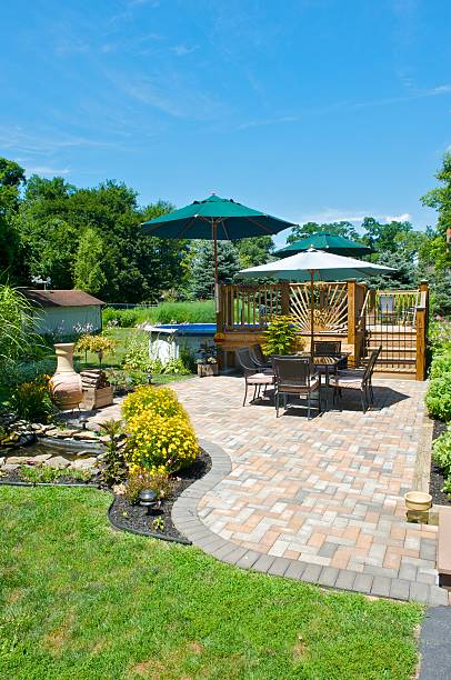 istock Expertly landscaped patio and yard 176007800