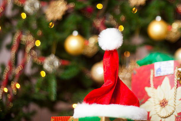 istock Christmas Tree and Santa Hat with Presents 176007883