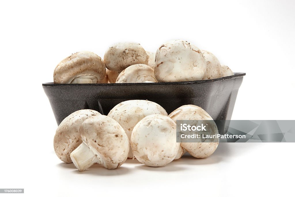 White Button Mushrooms White Button Mushrooms in Container with Natural Dropshadow-Photographed on a Canon EOS-1 Mark 3 Box - Container Stock Photo