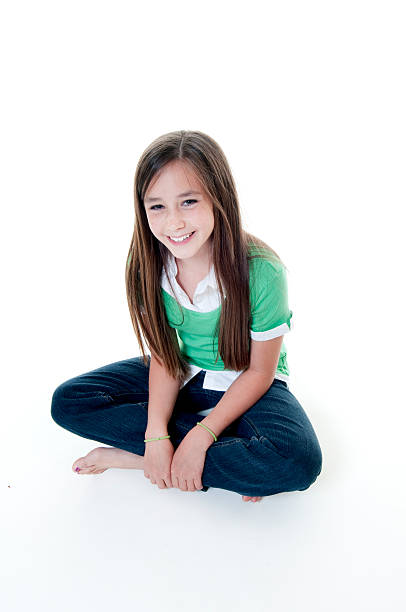istock Happy Little Girl on White 176008538