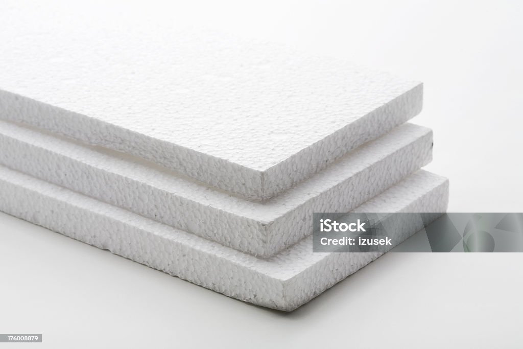 Blanco Styrofoam cuadras, estudio aislado - Foto de stock de Poliestireno libre de derechos