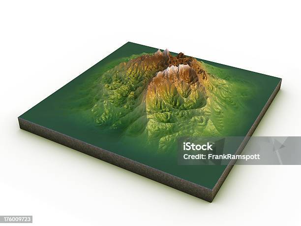 Mountain Topographic Model Stock Photo - Download Image Now - Three Dimensional, Digitally Generated Image, Model - Object