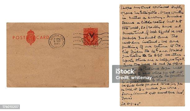 영국 엽서 메트로폴리스 1945전면 및 후면 편지-문서에 대한 스톡 사진 및 기타 이미지 - 편지-문서, 엽서, 복고풍
