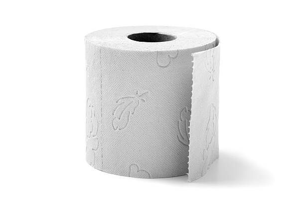Roll of toilet paper stock photo