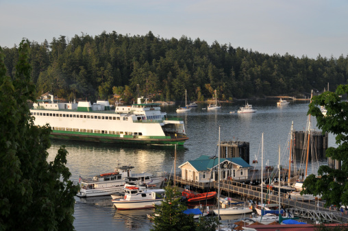 Ferry boat in Washington State in the San Juan Islands. At the dock in Friday Harbor.