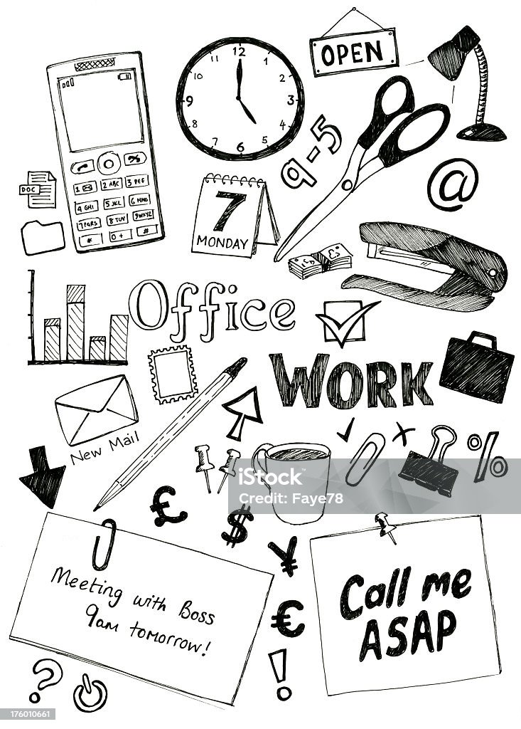 Office doodles Lots of original doodles relating to the office and work. Check out my portfolio for similar images. Drawing - Activity stock illustration