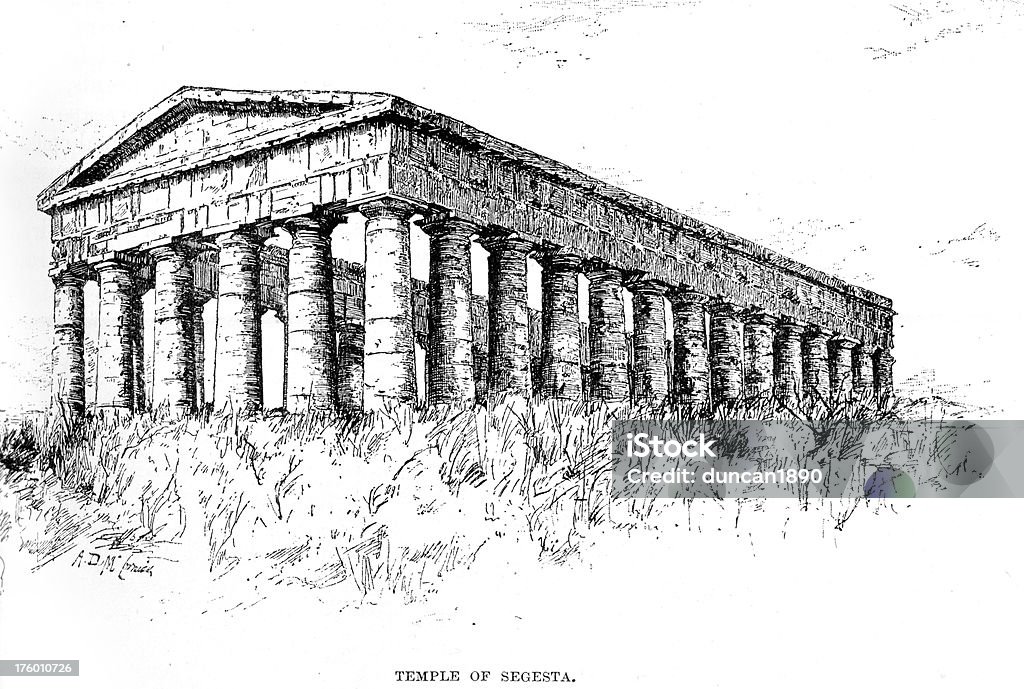 Templo de Segesta Sicília - Royalty-free Sicília Ilustração de stock