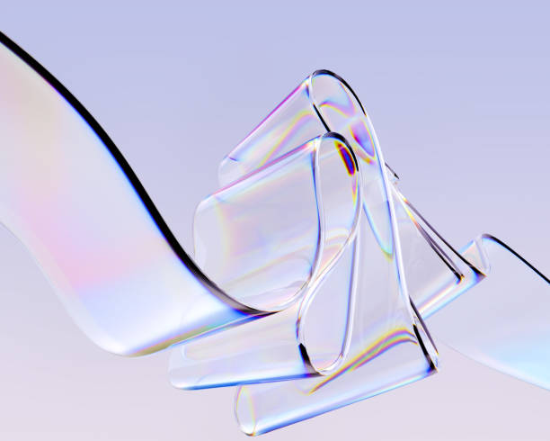 istock 3d glass ribbon folds, modern abstract design element 3d rendering, futuristic liquid shape, glass color gradient wave – poster design template 1760111089