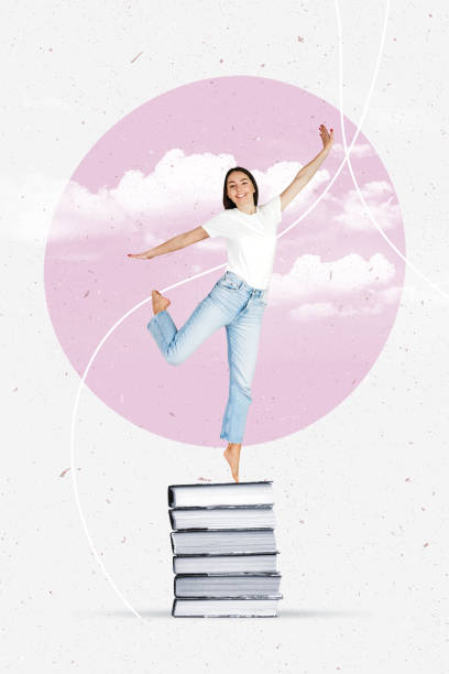 istock vertical creative collage of a female student standing on a stack of books and floating above the clouds 1760119707