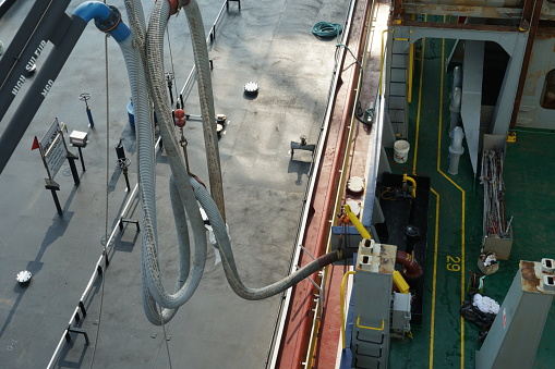 Big ship - rear view with propeller under repair.