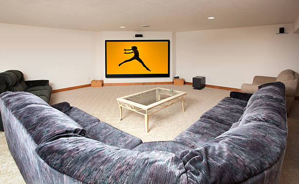 istock Home Theater Room With Sofas and HDTV 176012353