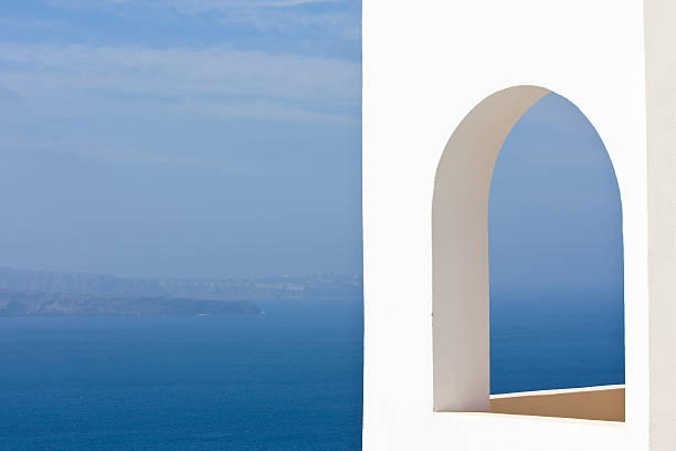 windows al blue ocean - surrounding wall wall color image architecture foto e immagini stock