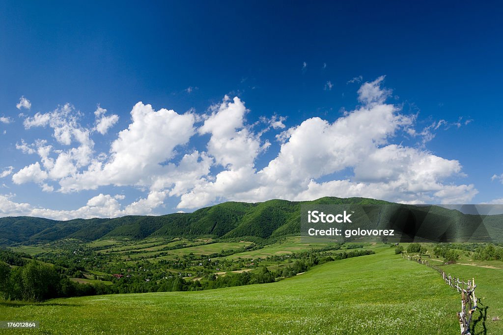 Green hills Green hills and blue sky with some clouds Agricultural Field Stock Photo