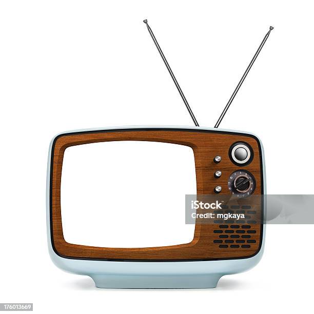 Vintage Portable Television Stock Photo - Download Image Now - Television Set, Analog, Antenna - Aerial