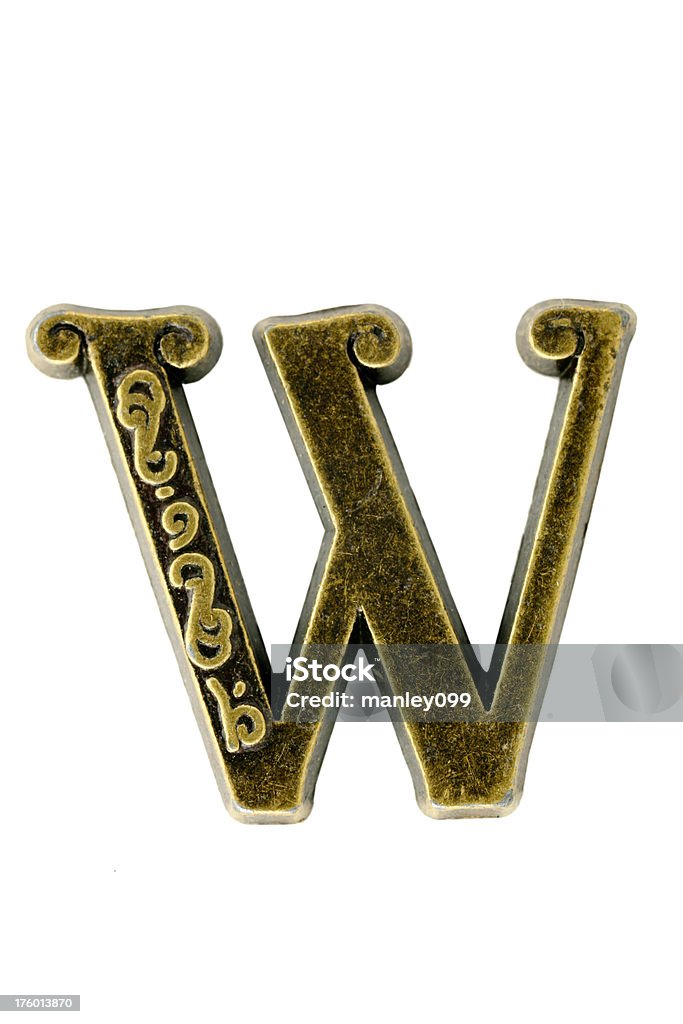 brass letter &quot;W&quot; brass letter Alphabet Stock Photo