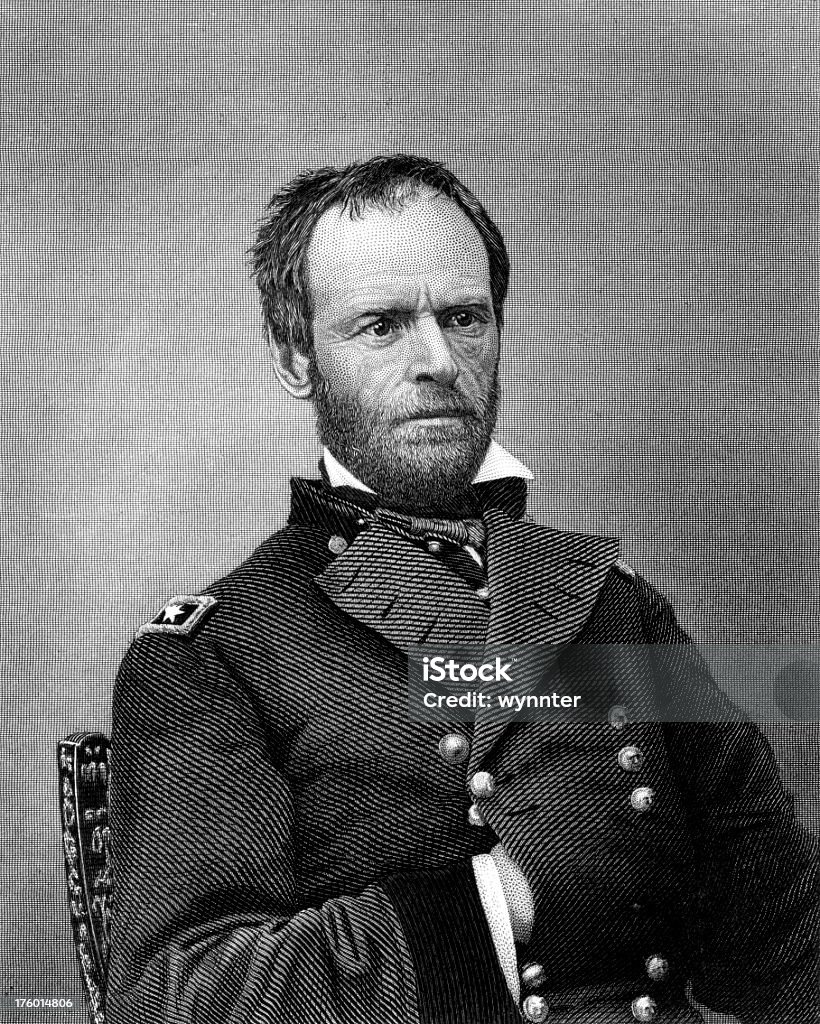Porträt von General William Tecumsah Sherman - Lizenzfrei 1860-1869 Stock-Illustration