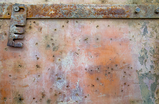 dirty wood and rust metal rough orange background texture old damaged construction industrial weathered surface