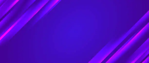 Vector illustration of Glowing diagonal lines background. Purple pink neon gradient stripes wallpaper. Abstract motion effect light trails backdrop for banner, poster, presentation, cover, booklet, brochure, flyer. Vector