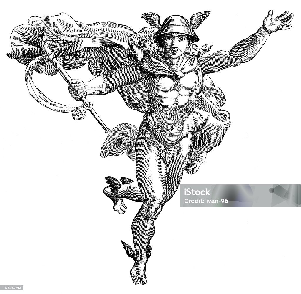 Hermes - Ilustração de Mercúrio - Deus romano royalty-free