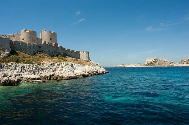Chateu D'if The Chateau D'if prison on an island just of Marseille France was featured in the Count Of Monte Cristo novel frioul archipelago stock pictures, royalty-free photos & images