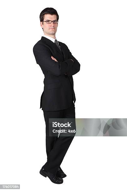 Businessman Folding Arms And Crossing Leg Stock Photo - Download Image Now - Adult, Adults Only, Arms Crossed