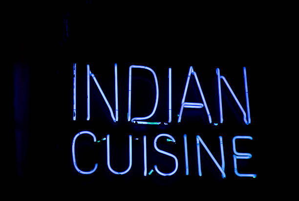istock Indian Cuisine, neon blue sign 176017886