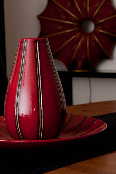 Red Vase in Home stock photo