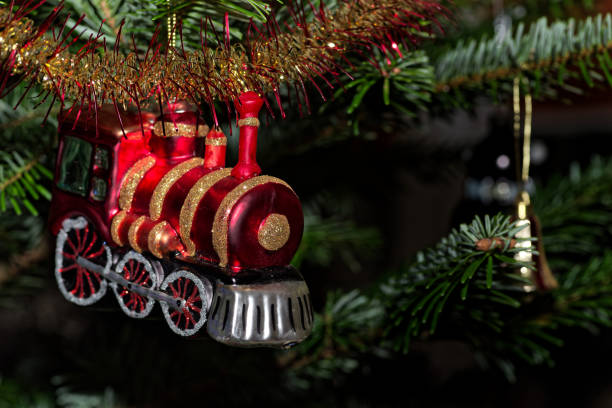 istock Red train hanging as Christmas tree decoration 1760185505