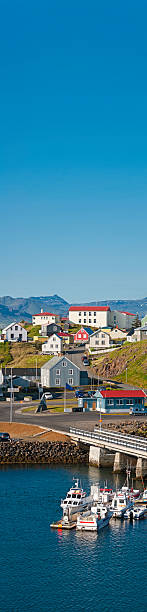 istock Iceland harbor homes blue sky banner Stykkishólmur 176020141