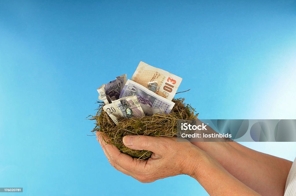 Tenendo il Nest Egg-Modo di dire inglese - Foto stock royalty-free di Fondo pensionistico personale