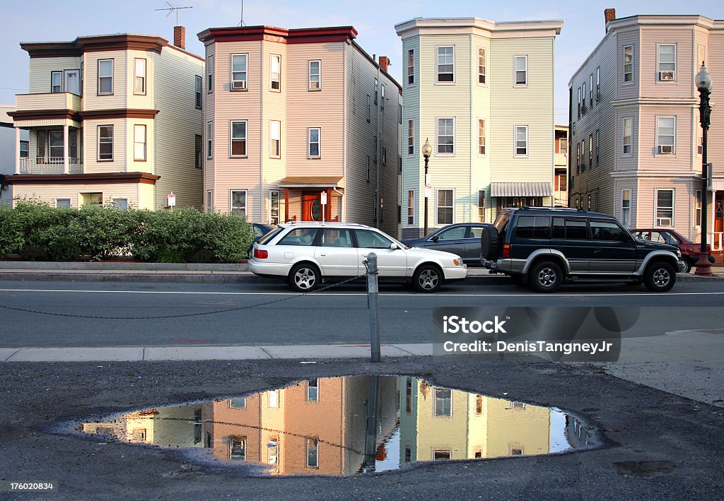 Triple-Decker Homes Triple-Decker homes in the East Boston neighborhood Boston - Massachusetts Stock Photo