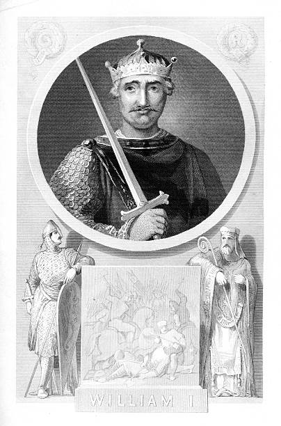ilustrações, clipart, desenhos animados e ícones de william, o conquistador, rei da inglaterra - crown king illustration and painting engraving