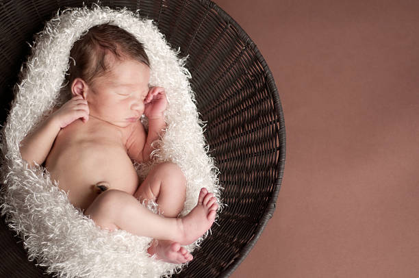 istock Newborn Baby Boy Sleeping in a Basket 176021579