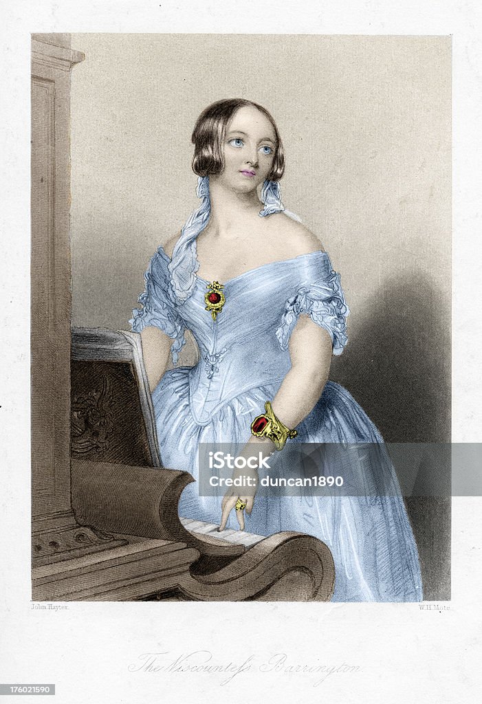 Jovem mulher no piano Victoria - Ilustração de Retrato royalty-free