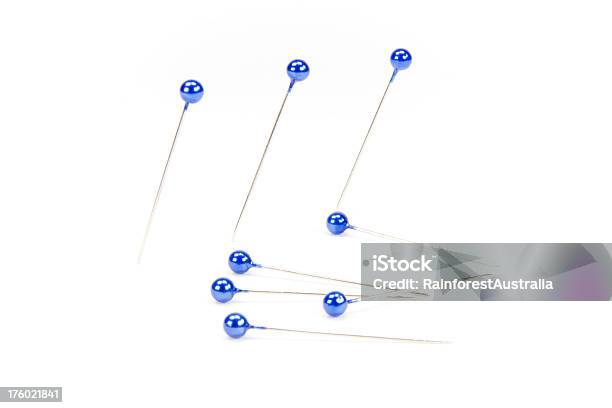 Pins Stock Photo - Download Image Now - Straight Pin, White Background, Blue