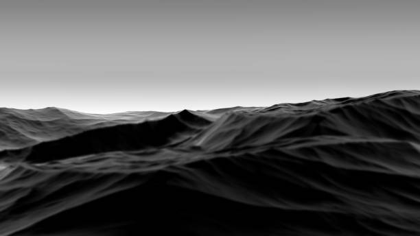 istock Dark mountain landscape, rocky terrain. Mountain surface, gloomy landscape, dark gray. 3D render 1760221130