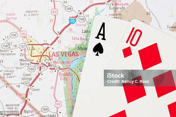 Vinte E Uma Mão Em Blackjack No Mapa Para Las Vegas Nevada - Fotografias de stock e mais imagens de Las Vegas