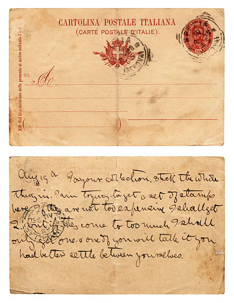 włoski kartka pocztowa z przodu i z tyłu, z 1896 - 1896 zdjęcia i obrazy z banku zdjęć