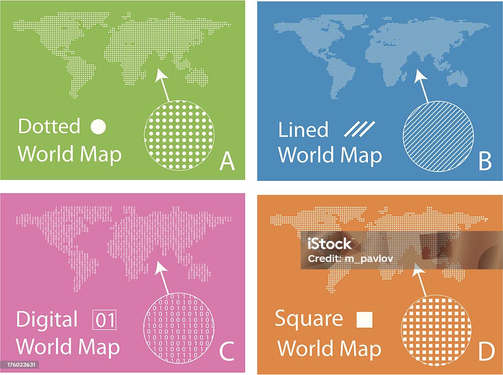 Mapa de quadrados, círculos, digital e linhas - Royalty-free Círculo arte vetorial