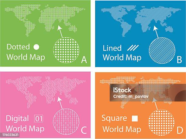 Карта Квадраты Круги Линии Цифровой — стоковая векторная графика и другие изображения на тему Без людей - Без людей, Векторная графика, Глобус