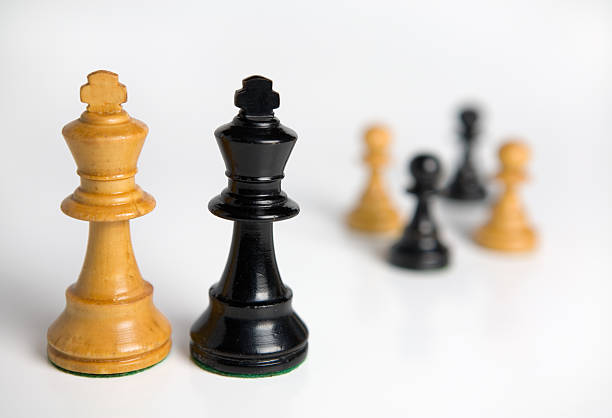 Black & White Chess Kings & Pawns stock photo