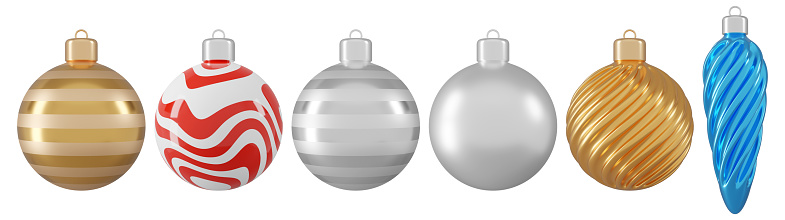 Hanging Christmas Ornaments on White