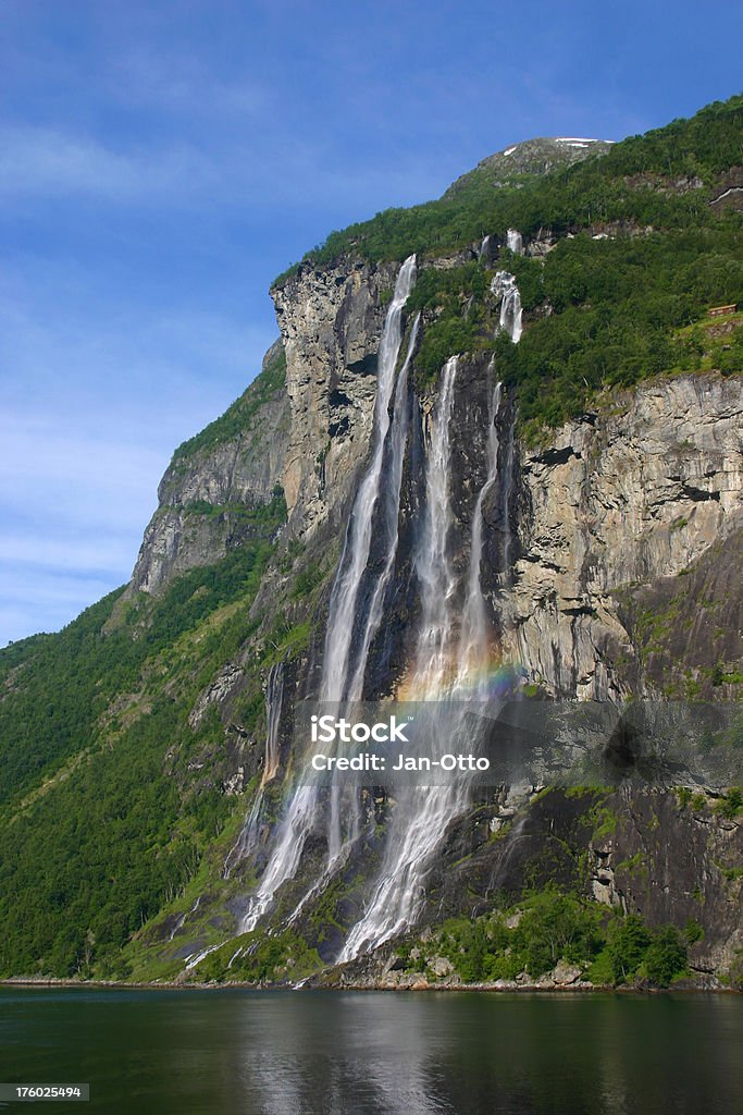 Norwegische Wasserfälle des Geiranger-Fjord - Lizenzfrei Berg Stock-Foto